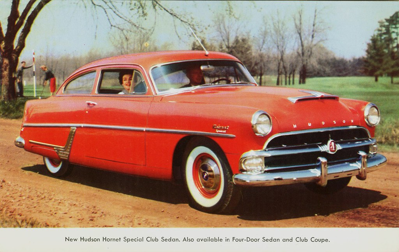 1954 Hudson Hornet Special Club Sedan. Yes, it’s an honest-to-Xenu 2-door sedan. Not a coupe.